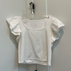 A New Day -  White Flutter Sleeve Top (M)